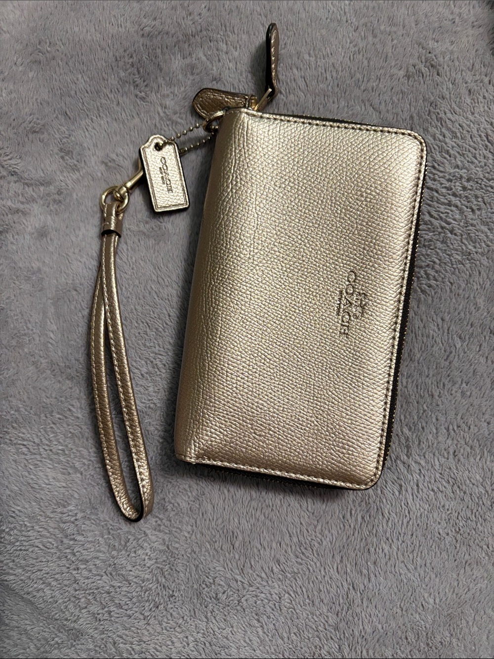 Coach Metallic Gold Wristlet Clutch